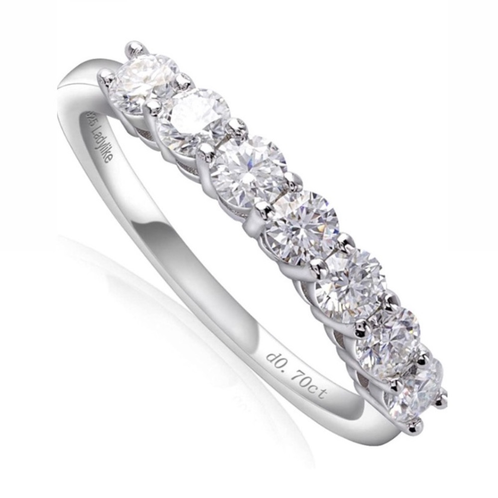 18K White Gold Plated 925 Sterling Silver 0.7ct VVS1 Lab Diamond Ring